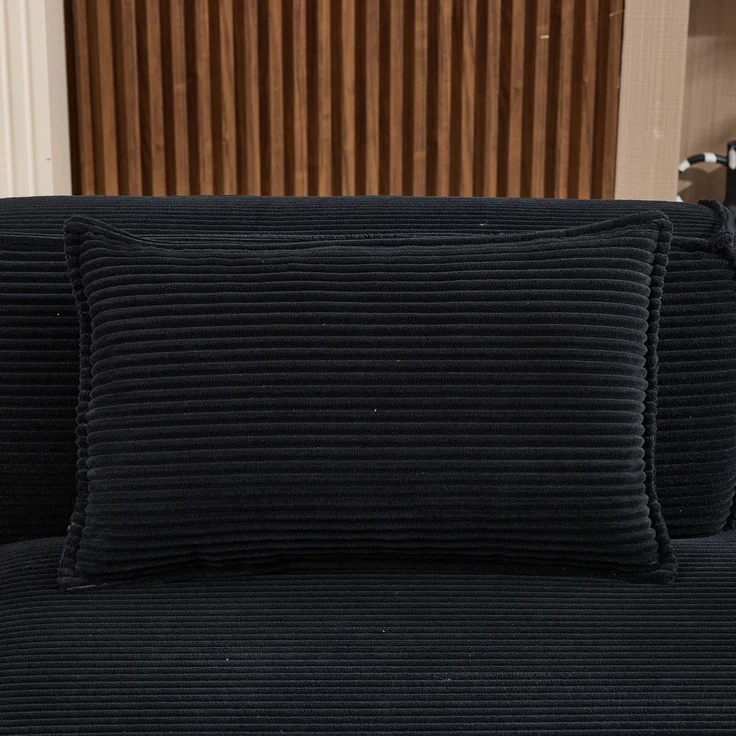 LVHOM Ecksofa 2 Sitzer, Modulares Sofa 235 cm breit, L-Form Sofa mit 2 Kissen, Schlafsofa aus Cordstoff, kein Aufbau erforderlich, Schwarz – Bild 8