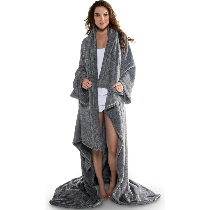 Wohndecke Calgary Kuscheldecke mit Ärmeln Sofa warm 150x180cm meliert schwarz, CelinaTex, allergikergeeignet,bügelfrei,flauschig,kuschelweich,mollig warm – Bild 1