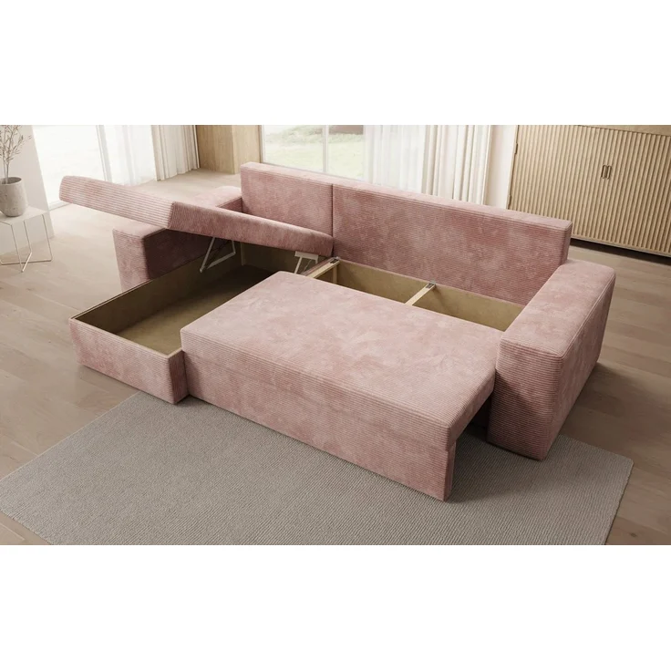 Luxusbetten24 Schlafsofa Designer Sofa Denver in Cord, mit Stauraum und Schlaffunktion – Bild 4