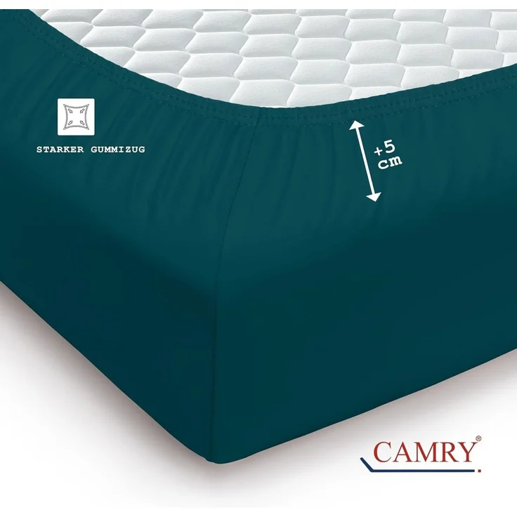 Camry Spannbettlaken CLASSIC Jersey 100% Baumwolle Spannbetttuch atmungsaktiv Gummizug, Jersey Baumwolle, Gummizug: rundum, 100% Baumwolle, alle Matratzenhöhen, atmungsaktiv, pflegeleicht – Bild 4