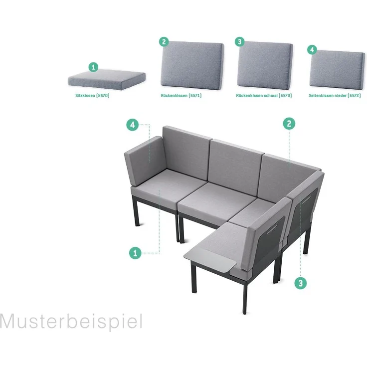 Sieger Lugo Lounge Basis - inkl. 1x Rücken- / Seitenelement + 1x Verbindungselement Einzelteil des Loungesets Lugo, Aluminium Weiß, 60 x 36 x 60 – Bild 3