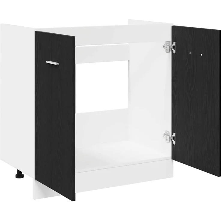 vidaXL Unterschrank für Spüle Schwarz Eiche 80x46x81,5 cm Holzwerkstoff 863227 – Bild 5