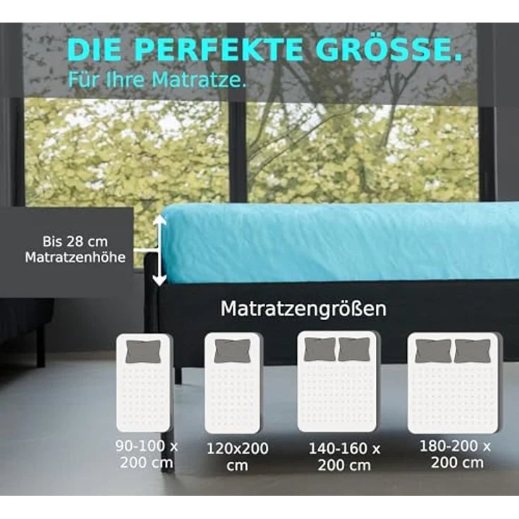 MALIKA® Premium warme Spannbettlaken Cashmere-Touch Bettlaken Jersey Fleece Spannbetttuch Laken, Farbe:Hellblau, Größe:120x200 cm – Bild 7