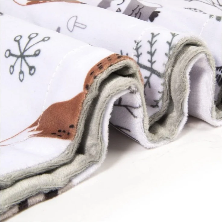 Einschlagdecke Babydecke Kinderdecke,weiche Plüsch-Minky-Decke mit doppellagiger, Forrlite, gepunkteter Rückseite für Kleinkinder, mit Waldmotiv,75x100 cm – Bild 2