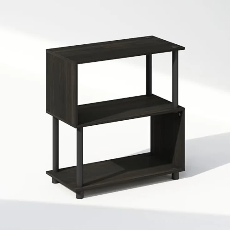 Furinno Reed Bücherregal, 3-stufiges Bücherregal, Bücherregal mit S-Form, 30 x 60 x 65, für Wohnzimmer, Schlafzimmer, Home Office, Espresso – Bild 3