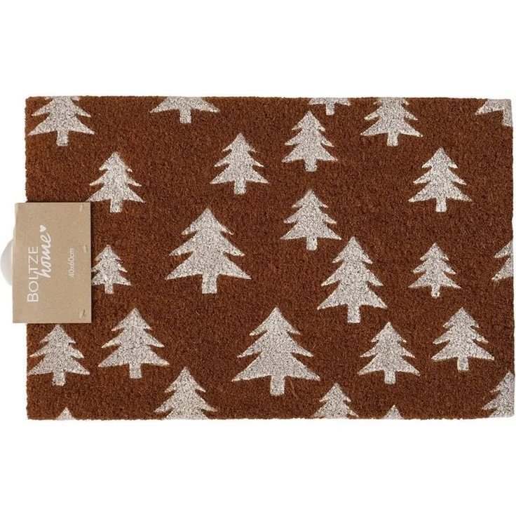 BOLTZE Fußmatte Fußmatte WHITE TREE natur mit weißen Tannenbäumen Weihnachten Kokos PV