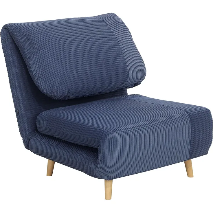 HOMCOM Sessel Verstellbar Klappmatratze Gästebett (Schlafsessel, 1-St, Schlafsofa), für Wohnzimmer, Schlafzimmer, Blau