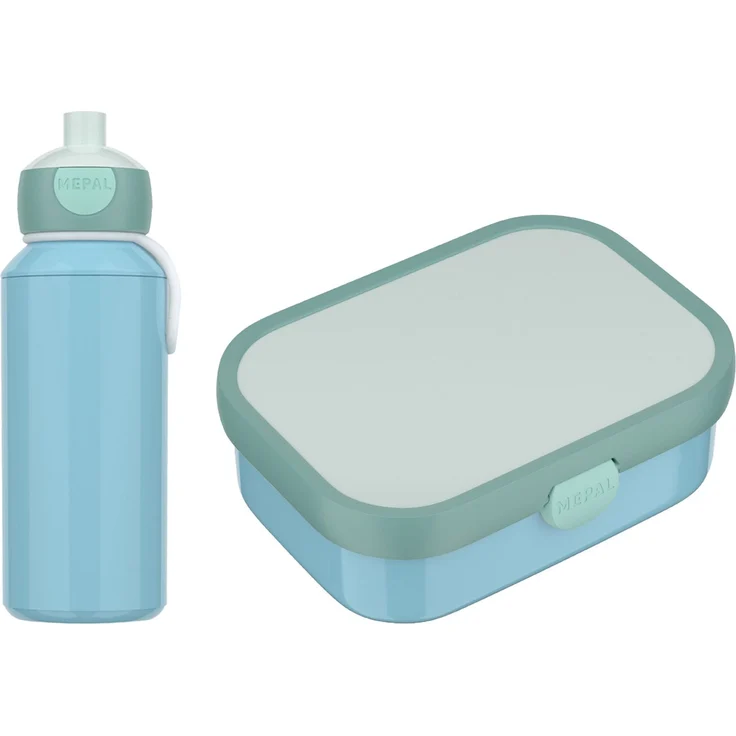 Mepal 'Campus' Lunch-Set mit Pop-up Trinkflasche & Lunch Box, Kunststoff Cool Blue / Cool Mint, 400 ml / 750 ml – Bild 1
