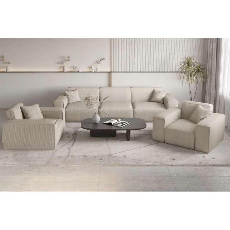 Sessel Designersessel CELES PREMIUM in Stoff Scala Hellbeige – Bild 4