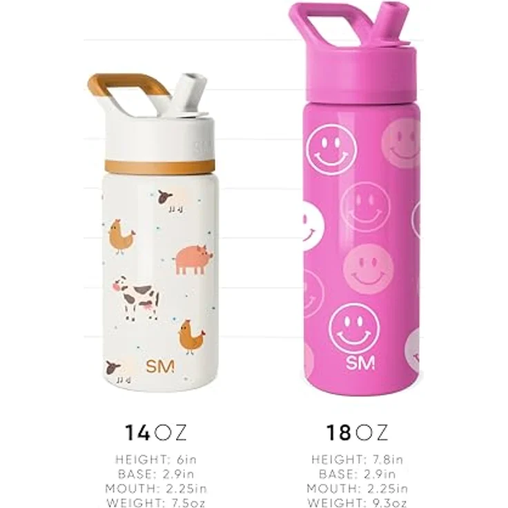 Simple Modern Trinkflasche Kinder mit Strohhalm | Sport Isolierte Edelstahl-Kindertrinkflasche für Kleinkinder Jungen und Mädchen | Summit | 415ml | Unicorn Fields – Bild 4