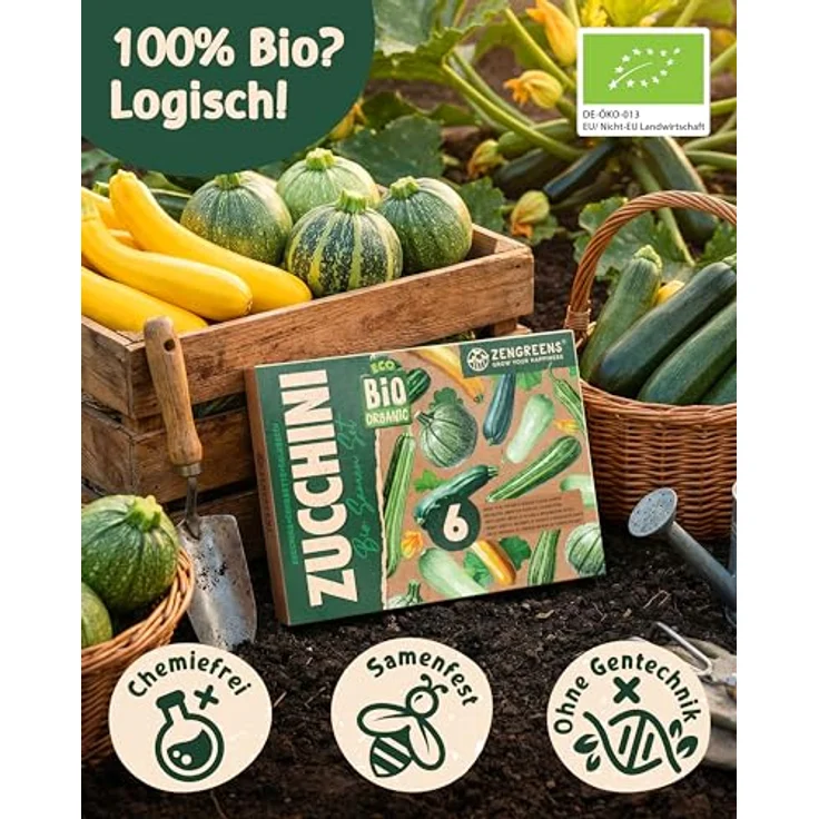 ZenGreens® - Bio Zucchinisamen im 6er Set - 6 Zucchini Samen für den einfachen Anbau im Garten, Balkon oder Hochbeet - Pflanzensamen - Saatgut – Bild 4
