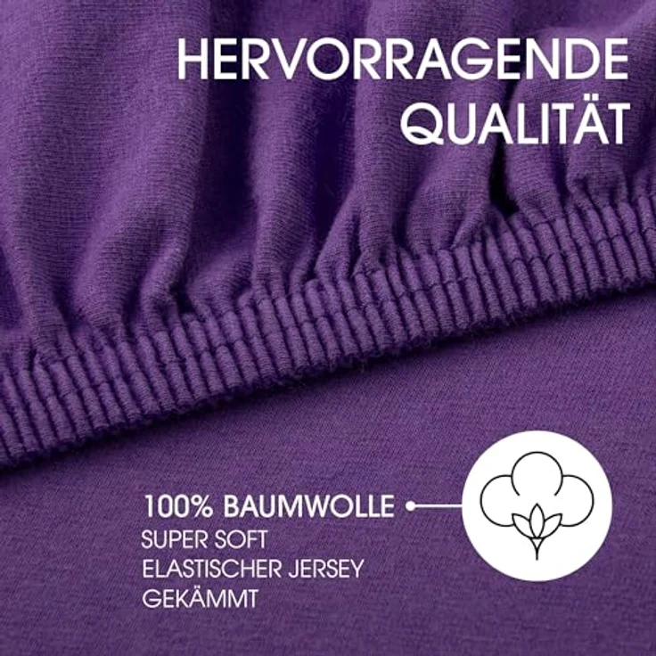 CelinaTex Jersey Spannbettlaken Lucina für Kids Doppelpack 60x120-70x140 cm lila 100% Baumwolle gekämmt superweich Spannbettbezug, Leintuch, Bettlaken, elastisch, Strech, Oeko-Tex – Bild 3