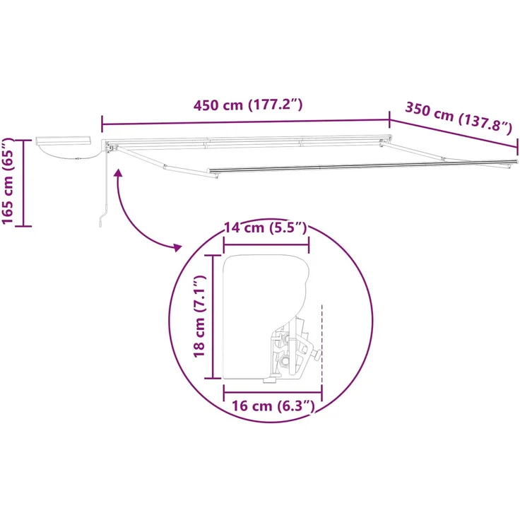 vidaXL Elektrische ausziehbare Markise 4,5 x 3,5 m 3421868 – Bild 12