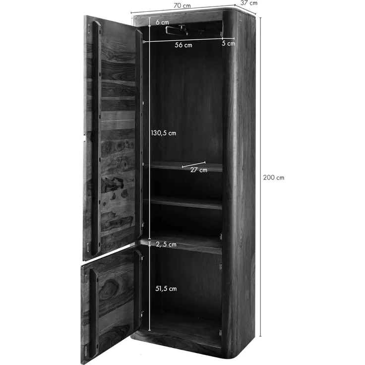 Dielenschrank Sheesham 70x37x200 rot-braun gebeizt TORONTO #136 – Bild 3