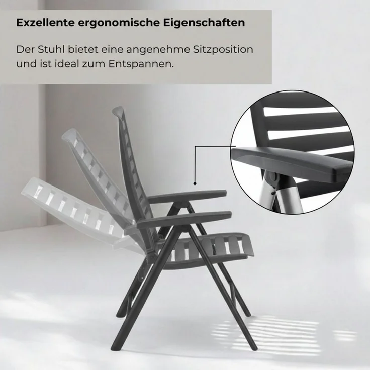 Kettler Multipositionssessel WAVE Klappsessel Grau Anthrazit – Bild 3