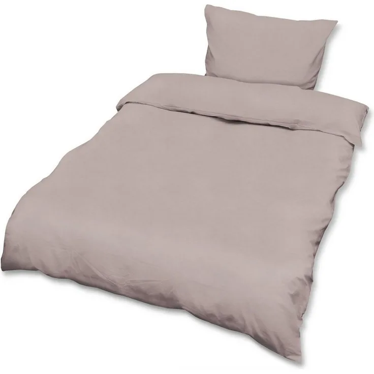 Beautissu Reforcé Bettwäsche Julie - 4teilig – Bettbezug Set – Kühlende Sommerbettwäsche aus Baumwolle Taupe, 200cm, 135cm