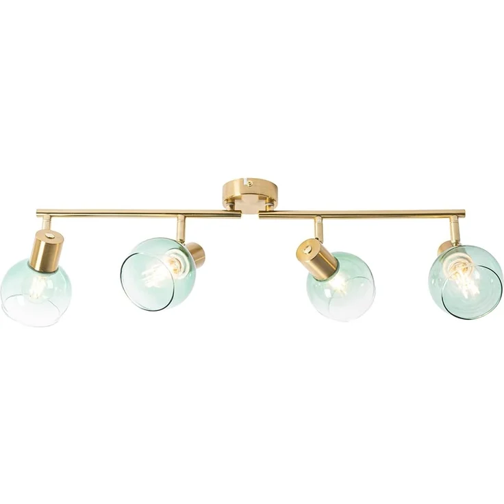 Qazqa LED Aufbaustrahler Vidro, ohne Leuchtmittel, E14, Grün, Art Deco, Stahl, 4-flammig – Bild 7