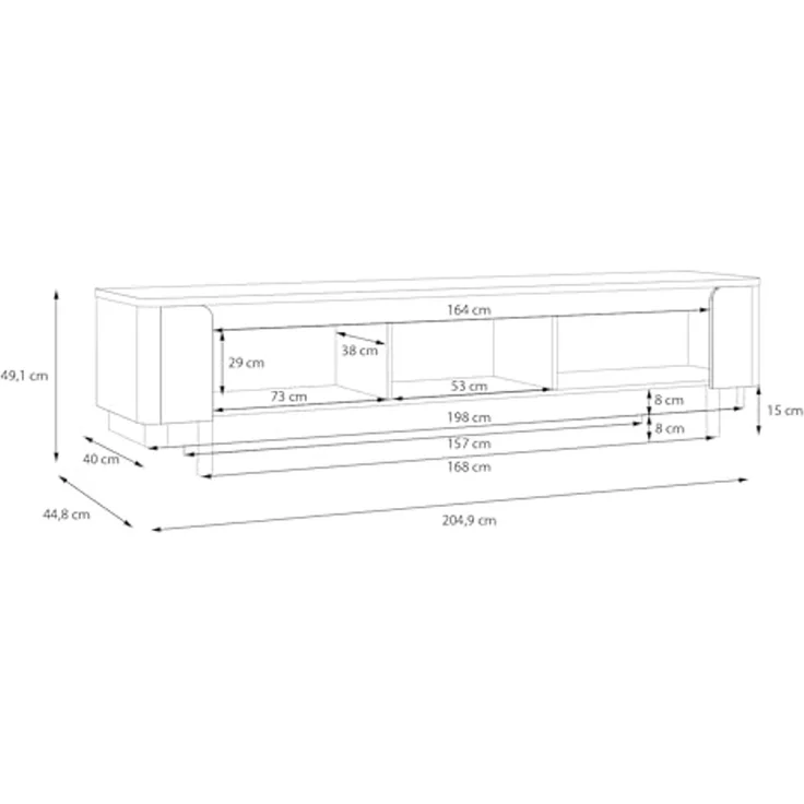 Lowboard Venedig / Vodol, Holzwerkstoff, Beige, 205 x 49 x 45 cm – Bild 2
