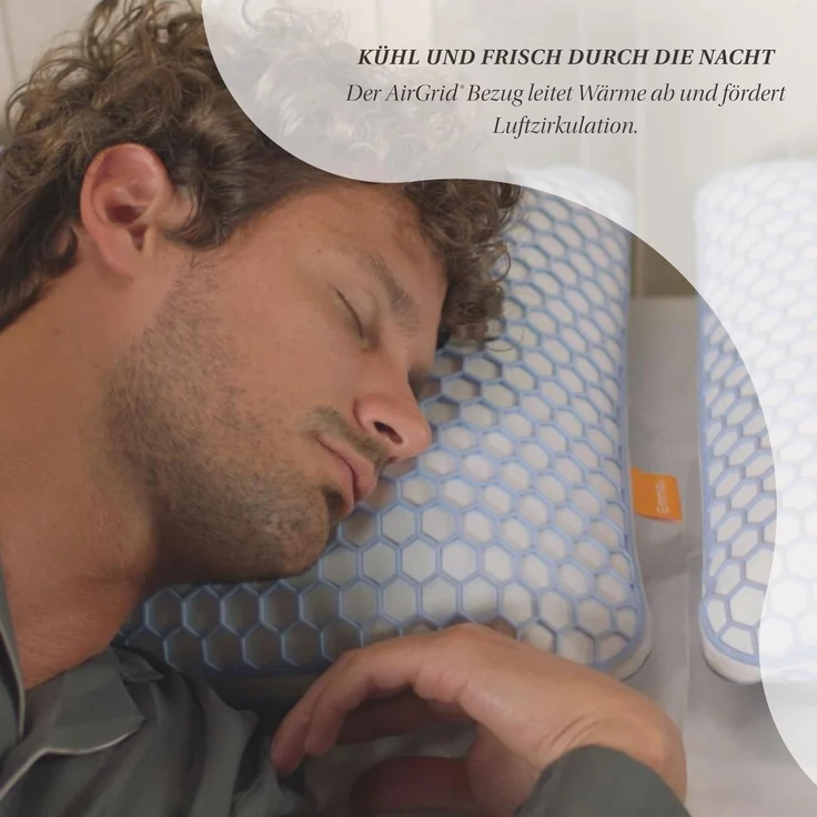 Emma 'Elite' Stützkissen, Höhenverstellbar, ergonomisch, mit AirGrid® Kühlbezug, Atmungsaktiver Memory Schaum, waschbarer Bezug, für alle Schlafpositionen, 70x40 cm – Bild 7