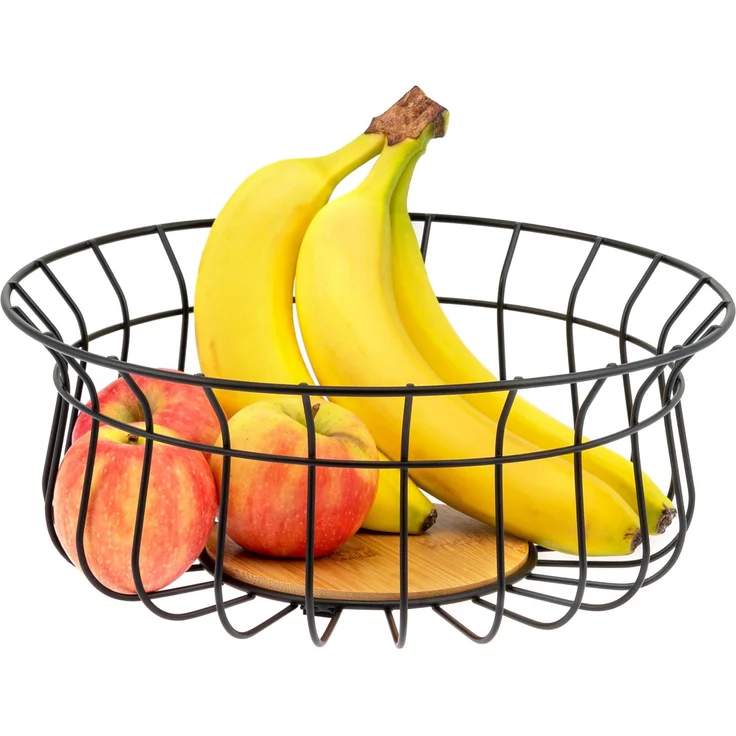 bremermann Obstschale Obstkorb, Obstschale rund, Ø ca. 30,5 cm, schwarz matt, Bambusboden – Bild 1