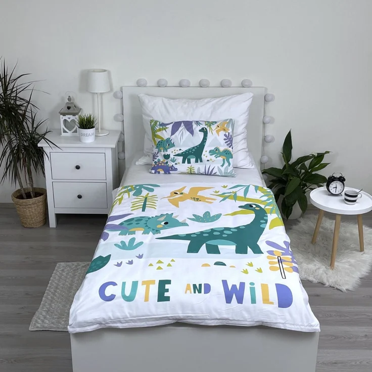 Dino Baby Bettwäsche Set 100x135 - 40x60 cm Baumwolle Kinderbettwäsche – Bild 2