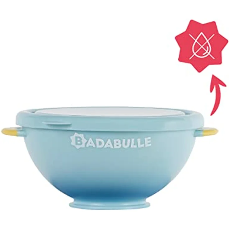 Badabulle Breischale 3er Pack mit Deckel & Saugnapf, 300 ml, BPA-frei, stapelbar, in verschiedenen Farben – Bild 3