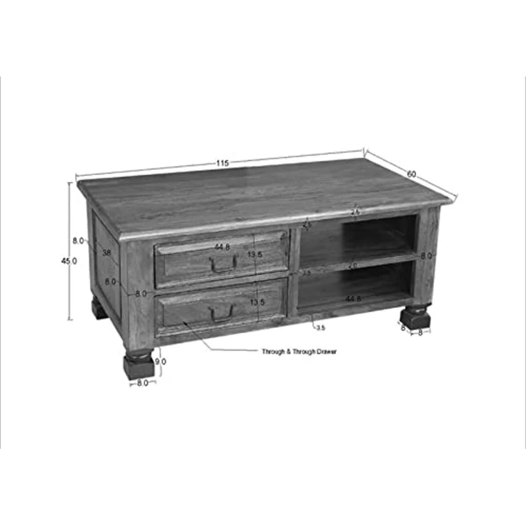Couchtisch Sheesham 115 x 60 x 45 braun lackiert NEW BOSTON #204 – Bild 3