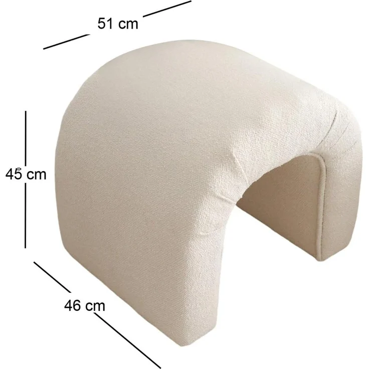 Atelier Del Sofa Stylish Pouffe, Cream Teddy Fabric, 51 x 45 x 46 cm | 100% Polyester, Beech Tree Frame | Perfect for Modern Living Rooms & Cozy Spaces – Bild 3