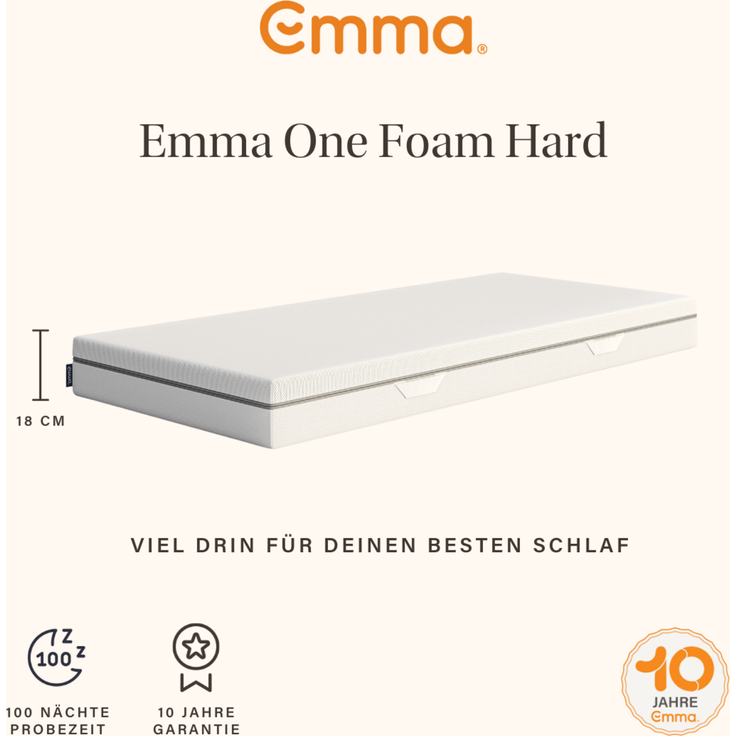 Emma 'One Hart' Viscoschaum-Matratze, 160x200 cm, 85 % Polyester / 15 % Polypropylen, Weiß – Bild 3