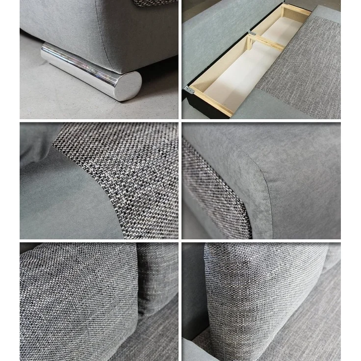 Schlafsofa Naki - Sofa mit Schlaffunktion und Bettkasten, Bettsofa, Couch (Schwarz + Schwarz (Alova 04 + Berlin 02)) – Bild 3