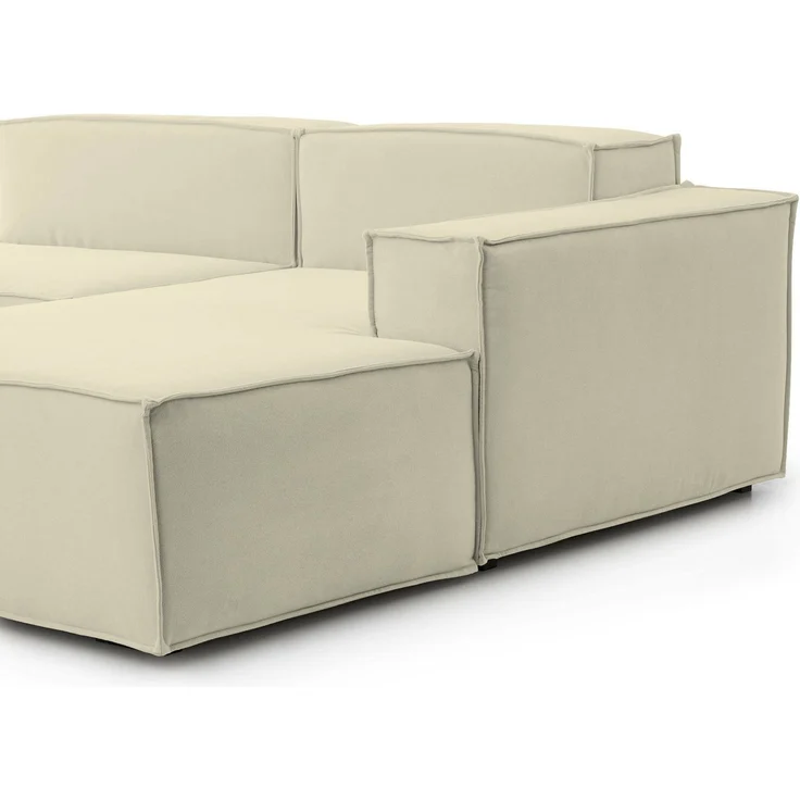 Dmora Sofa mit Halbinsel Ameli, modulares Sofa mit rechter Chaiselongue, modernes Stoffsofa, 100 % Made in Italy, 240 x 170 x 70 cm, Beige – Bild 4