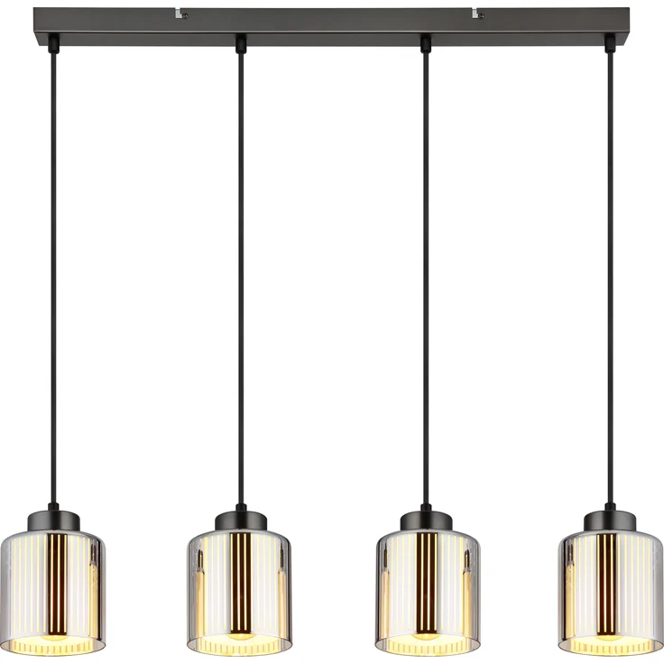 Hängeleuchte, schwarz-chrom, Glas, verchromt, H 120 cm – Bild 4