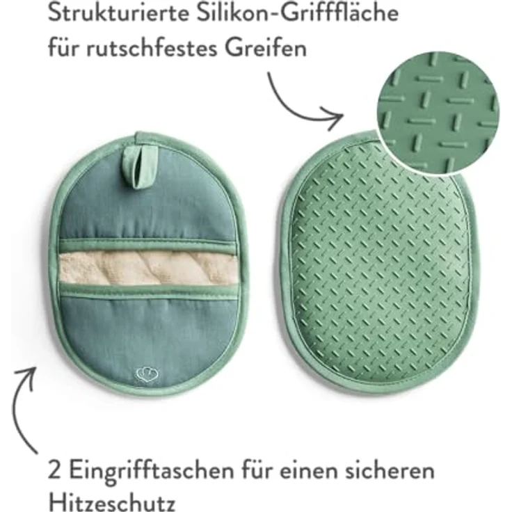Springlane Topfhandschuhe SPRINGLANE Topflappen-Set 2-tlg. Mint, Silikon & Baumwolle, (2-tlg) – Bild 5
