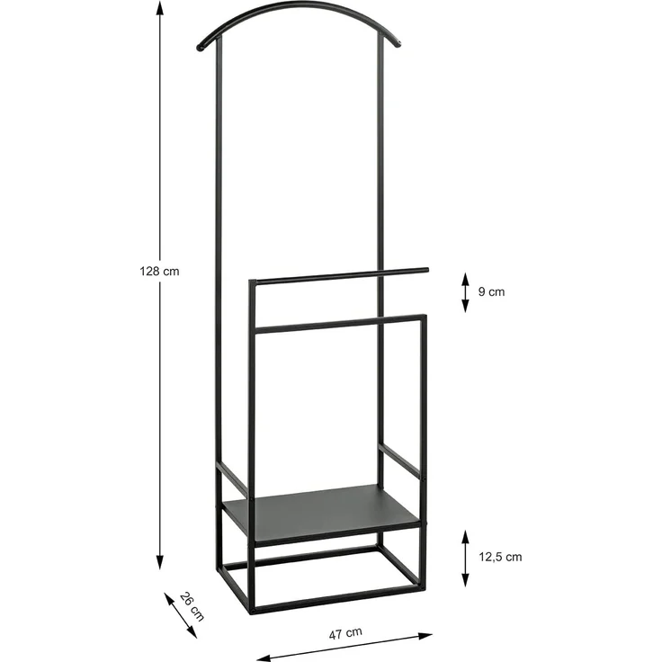 HAKU Möbel Herrendiener schwarz, Metall - Maße: B 47 cm x H 128 cm x T 26 cm, Style: Modern – Bild 4