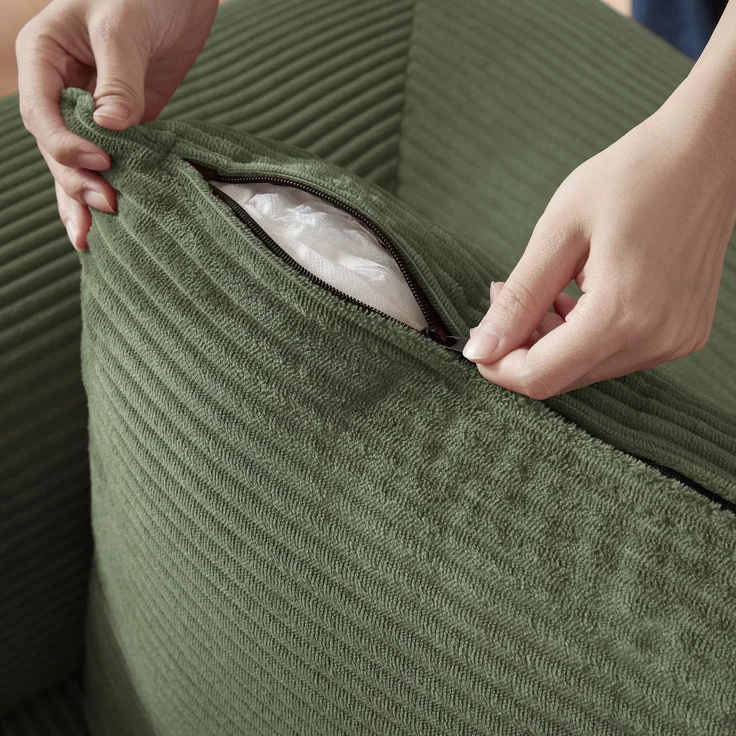 Schlafsofa Grün mit Veloursbezug, Kaltschaum und modularer Sitzfläche für flexibles Sitzen und Liegen,59 x 195 x 89 cm – Bild 7