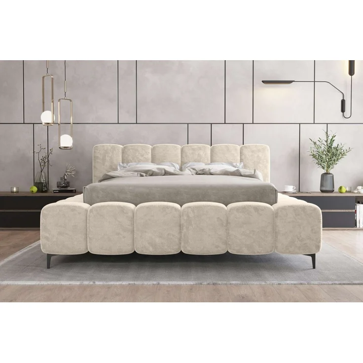 99rooms Cozy Polsterbett 180x200 cm Chenille APHRODITE Creme – Bild 2