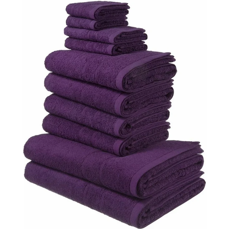 OTTO home Handtuch Set Inga, Duschtücher, Handtücher, Gästetücher, Seiftücher, Walkfrottee (10-St), Handtücher mit feiner Bordüre, 100% Baumwolle, einfarbig, weich – Bild 5