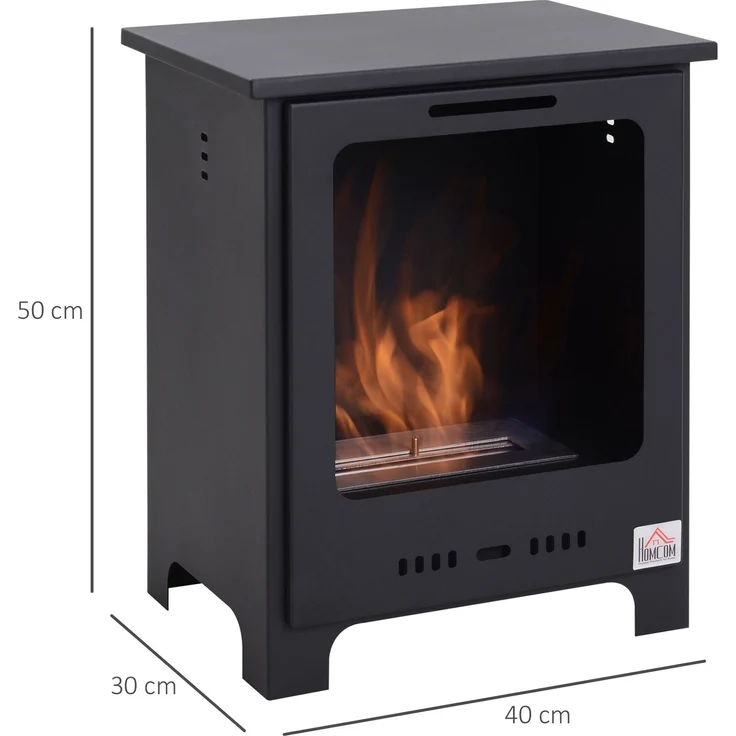 JARDJ Bioethanol-Kamin auf Füßen, 0,9-Liter-Brenner, 3 Stunden Brenndauer, Kaminofen im Neo-Retro-Stil, Maße: 40 x 30 x 50 cm (L x B x H), Geeignet für Räume von 20–25 m², Farbe: Schwarz – Bild 5