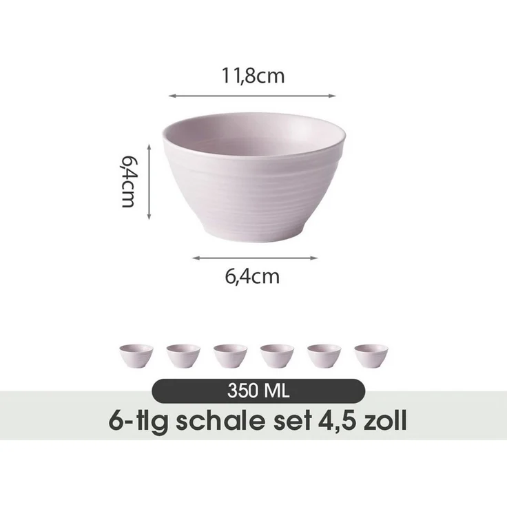 JIWOO Müslischale 6er Ø11,8cm, Frühstückschalen Eisschale Dessertschalen Schale, Keramik, (Schaleset, 6-tlg), Porzellan Hochwertiges Schalen Lila Mikrowellenofen Spülmaschine – Bild 2