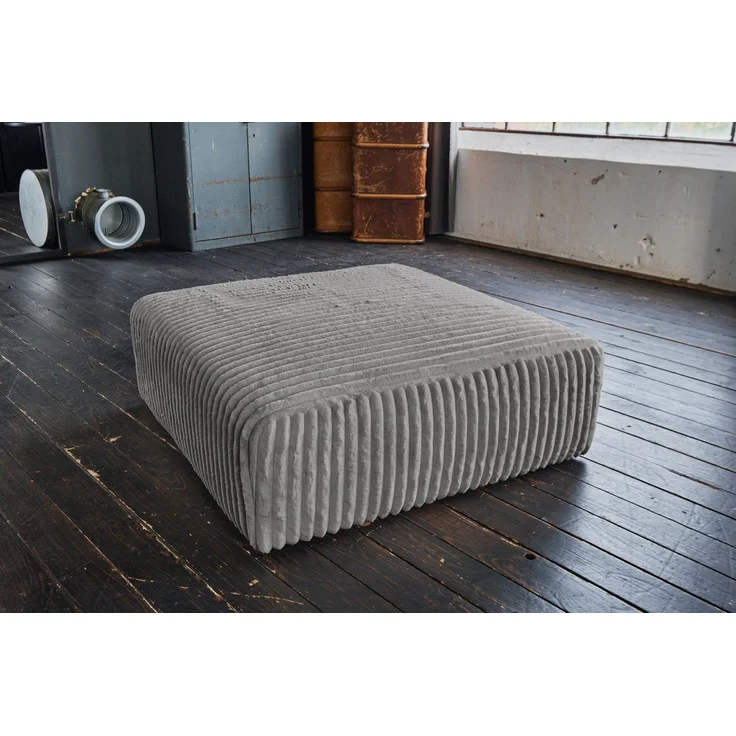 KAWOLA Hocker WIOLO SOFT Sitzelement für Modulsofa Weicher Breitcord grau 43 x 111 x 111 cm – Bild 1