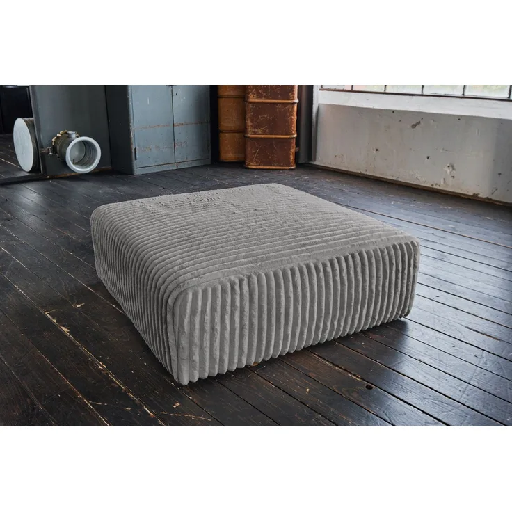 KAWOLA Hocker WIOLO SOFT Sitzelement für Modulsofa Weicher Breitcord grau 43 x 111 x 111 cm