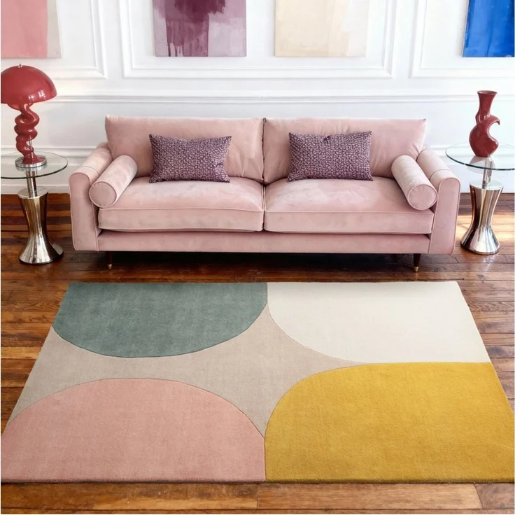Ted Baker Westminster - Wollteppich Cecil, Wohnzimmerteppich aus Wolle, Bunt, Natürlich & Handgemacht, Retro Design für Wohnzimmer, Schlafzimmer - Beige Multifarben, 120x170 cm – Bild 1