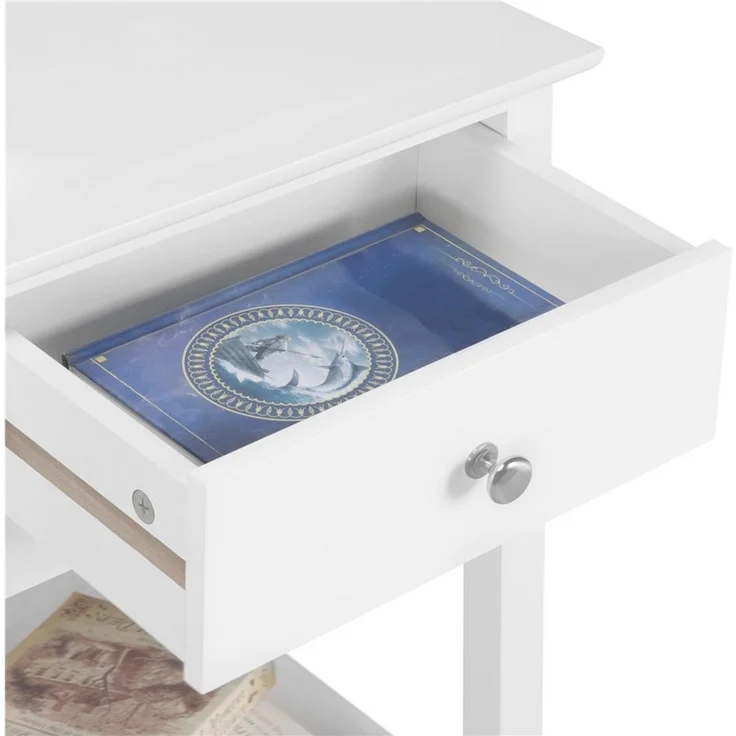 Yaheetech Beistelltisch Nachttisch, Nachtschrank mit Schublade und Ablage, MDF-Holzplatten Weiß, 40 × 30 × 61 cm – Bild 4