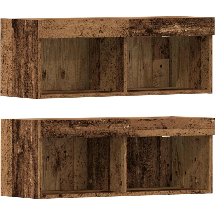 vidaXL TV-Schränk mit LED-Lichtleisten 4 pcs Altholz Holzwerkstoff 3334389 – Bild 9