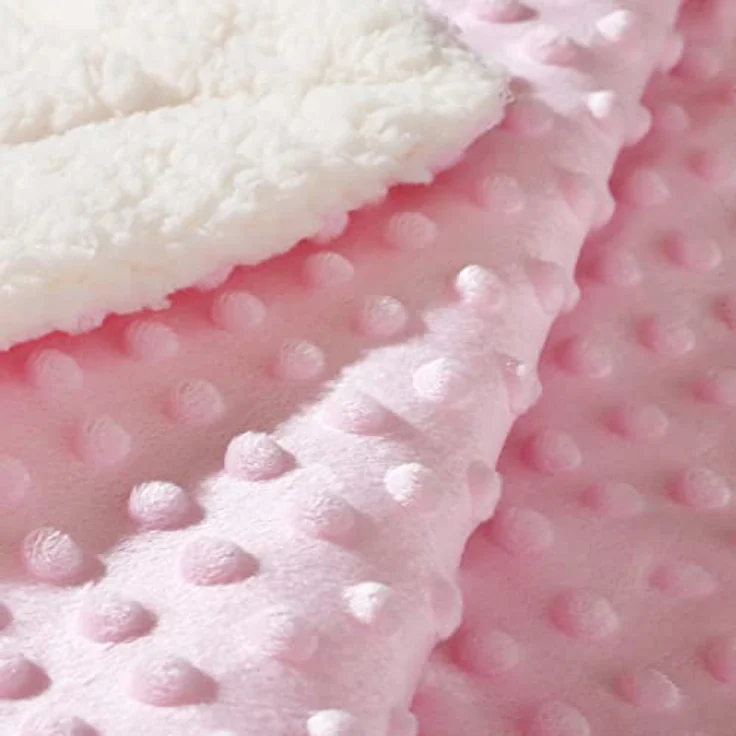 CREVENT Gemütlicher, weicher Fleece-Überwurf, warme Sherpa-Rückseite, Babydecke für Kleinkinder, Kinderbett, Kinderwagen, 75x100 cm, rosa Punkte – Bild 5