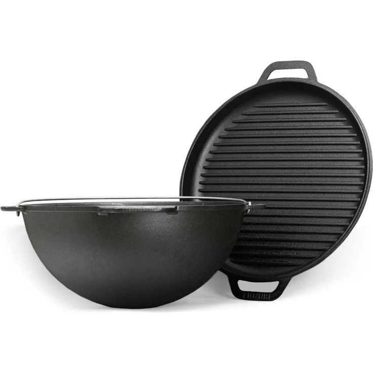 Ø40 Uchag 2mm stahl Utschak mit Abzugsrohr Utschag Campingofen 12L Gusseisen Kazan mit Gusseisen Deckel-Grillpfanne Kasan Feuerstelle Feldküche – Bild 3