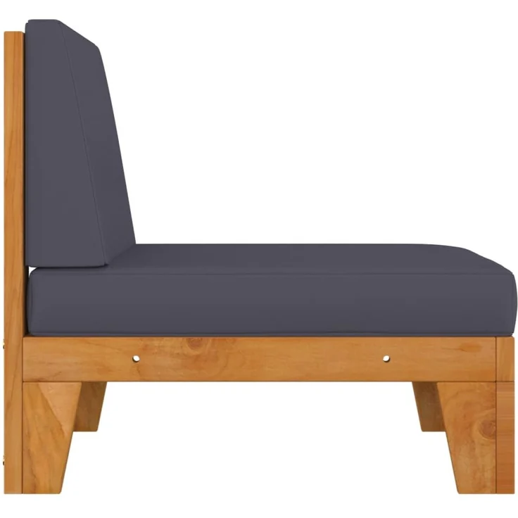 vidaXL Modular-Mittelsofa mit Dunkelgrauen Kissen Akazie Massivholz 312151 – Bild 3