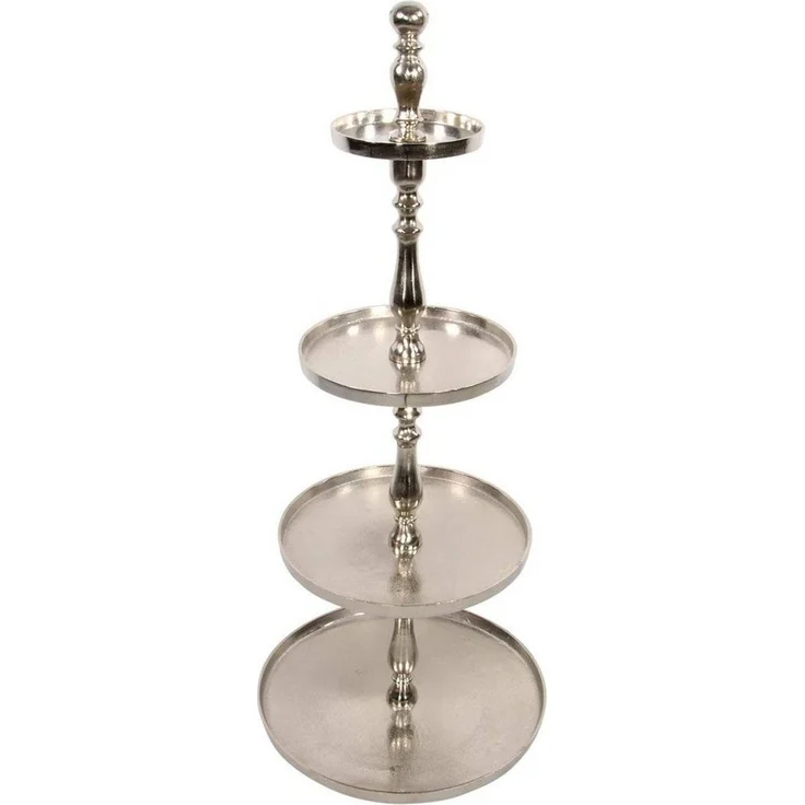 Lesli Living Dekoetagere Etagere Brush 125cm Aluminium silber 4Etagen Servierständer Etagerie – Bild 1