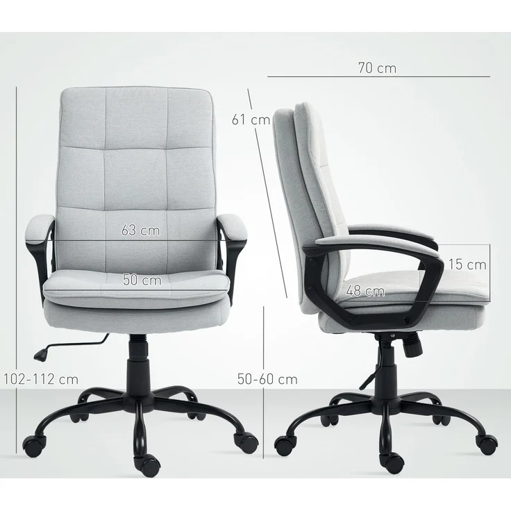 MELAYR, Bürostuhl, Schreibtischstuhl, Kippfunktion, höhenverstellbar, bis 120 kg, Grau, 70 x 63 x 112 cm – Bild 5