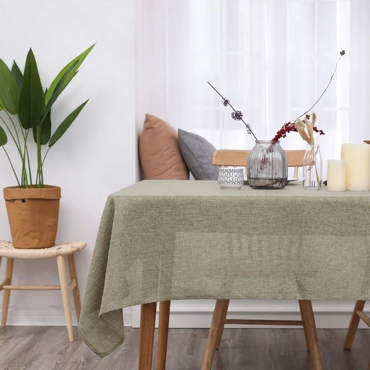 Deconovo Tischdecke Leinenoptik Tischwäsche Wasserabweisend Tischtuch Abwischbar (1er Set, pflegeleichte Tischdecken rechteckige Table Cloth), Lotuseffekt – Bild 1